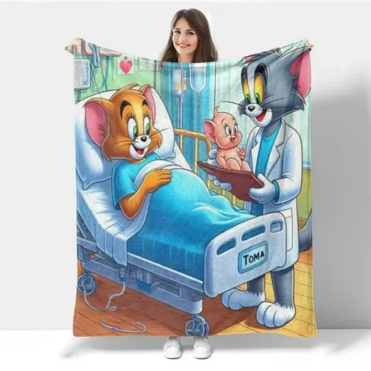 Doctor Tom Jerry Hospital Blanket, Tom And Jerry Cartoon Movie Fleece Blanket