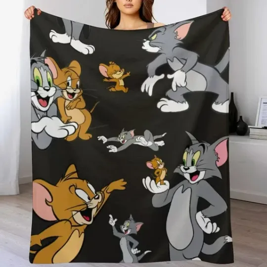 Discover Tom And Jerry Cute Funny Black Blanket Cute Tom And Jerry Movie Fleece Blanket