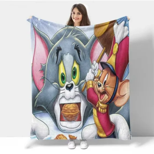 Tom Jerry Funny Blanket, Cute Tom And Jerry Movie Fleece Blanket