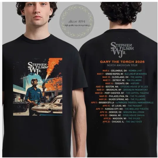 Discover Stephen Wilson Jr Gary The Torch 2026 Tour Schedule Dates Two Sided T-Shirt