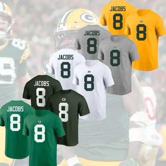 Discover J.osh Jacobs #8 Green Bay Pac.ker 2025 Name & Number For Fans