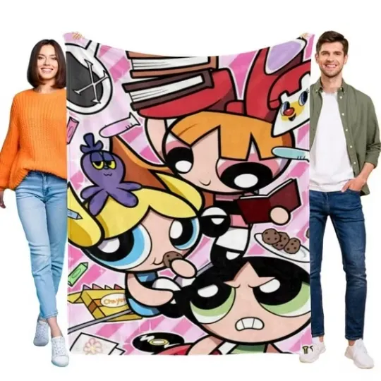 The Powerpuff Girls Study And Food Fleece Blanket, Idea Gift
