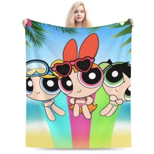 The Powerpuff Girls Summer Vibes Fleece Blanket, Idea Gift