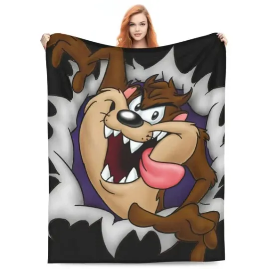 Funny Tasmanian Devil Looney Tunes Cartoons Fleece Blanket Best Gift