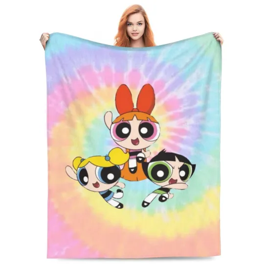 The Powerpuff Girls Rainbow Fleece Blanket, Idea Gift