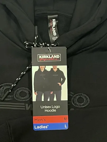 Discover NWT Costco Hoodie Unisex Logo Kirkland Signature Mens M, Womens L, Black Unisex