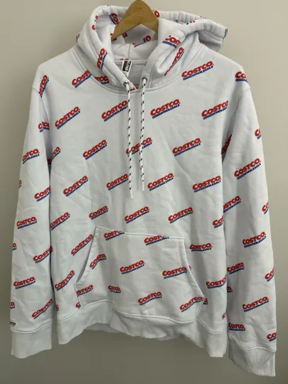 Discover Kirkland Costco Logo All Over Print Hoodie Mens M Womens L Pullover Drawstring