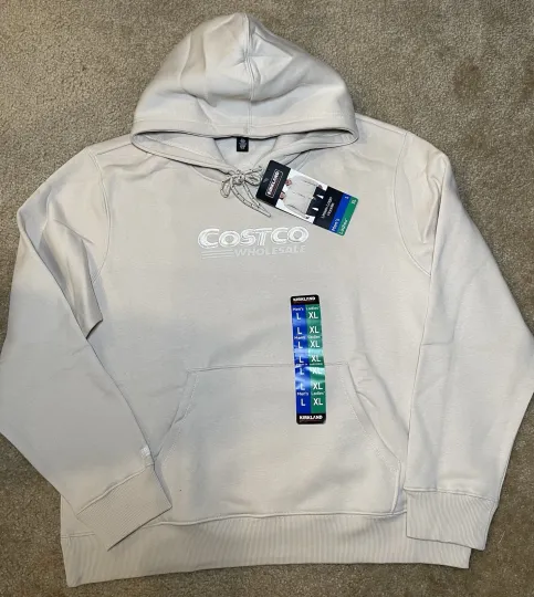 Discover New Costco Wholesale Hoodie Cream Beige sweater kirkland vintage L mens XL wms