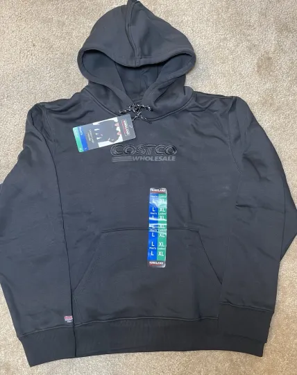 Discover New Costco Wholesale Hoodie Black sweater kirkland vintage L mens XL wms