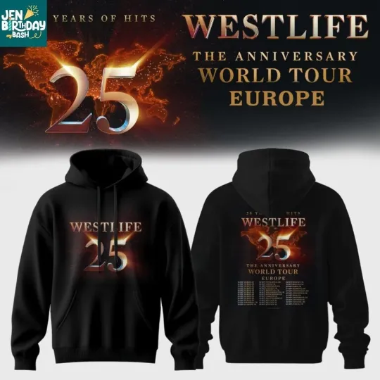 Discover WESTLIFE 25TH ANNIVERSAEY WORLD TOUR 2026 CELEBRATION, HOODIE 2SIDES