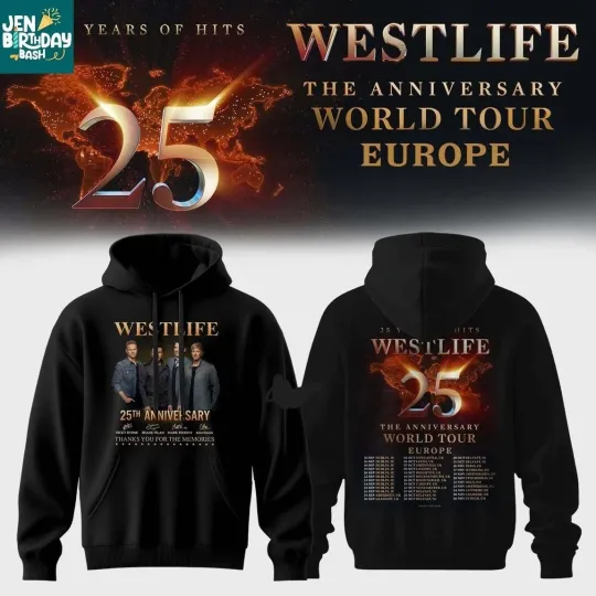 Discover WESTLIFE 25TH ANNIVERSAEY WORLD TOUR 2026 , HOODIE 2SIDES