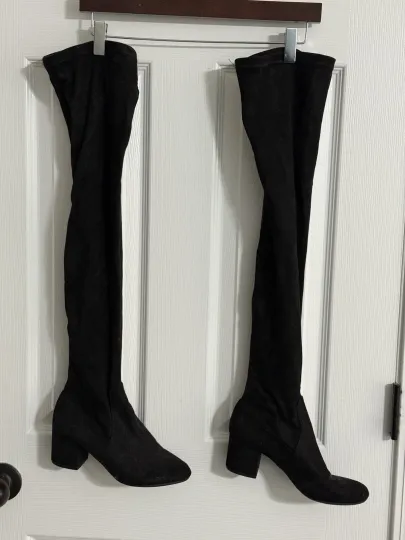 Discover Steve Madden Isaac 6.5M Black Suede Thigh High Boots