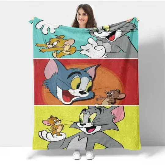 Funny Tom Jerry Photo Blanket, Tom And Jerry Cartoon Movie Fleece Blanket