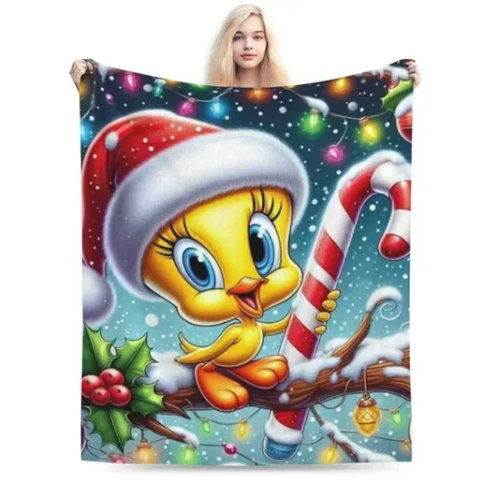 Holiday Tweety Bird Blanket, Looney Tunes Cartoon Movie Fleece Blanket