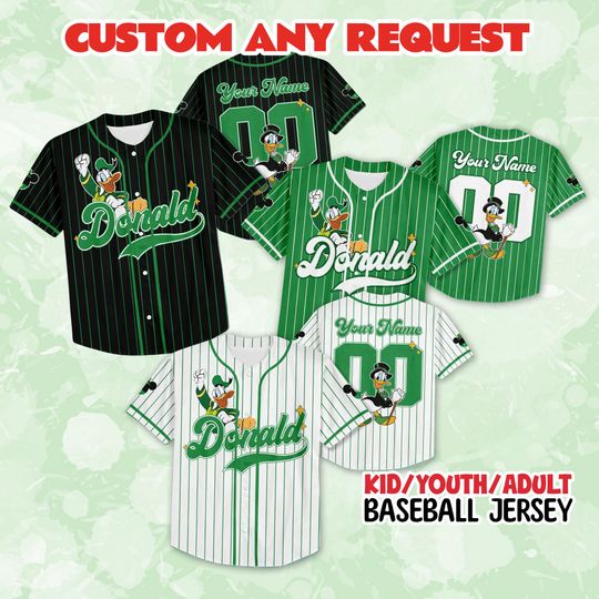 Discover Custom Donald St. Patrick's Day Jersey, Mickey & Friends St Paddys Jersey, Clover Leaf St Patrick's Day Shamrock Disneyland Matching Family