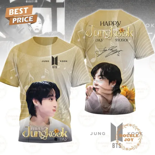 BTS Happy Jung Kook Day 970901 T-Shirt Men Women 3D T Shirt
