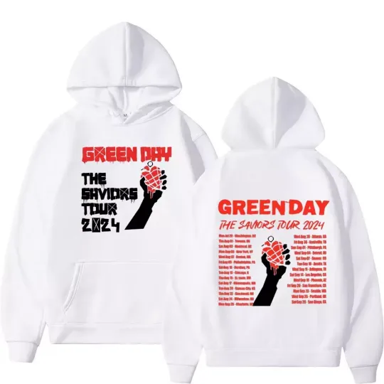 Green Day Saviors Tour 2024 Double Sided Hoodie for Music Lovers
