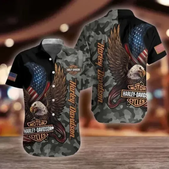 Discover Harley Motor Racing Davidson Casual Button Down Shirt Unisex Adults