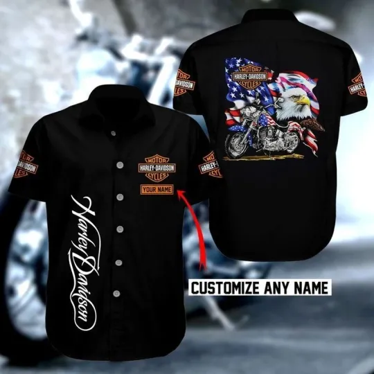 Discover Personalized Harley Motor Racing Davidson Casual Button Down Shirt Unisex Adults