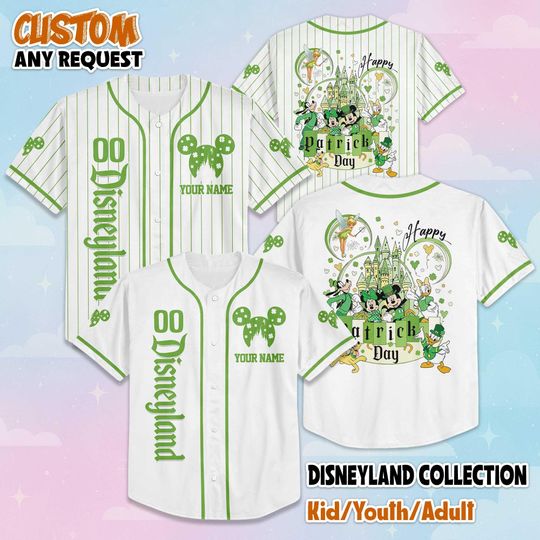Discover Custom Disneyland St Patricks Day Baseball Jersey, Disney Mickey and Friends Jersey, Disney Family Matching Outfit