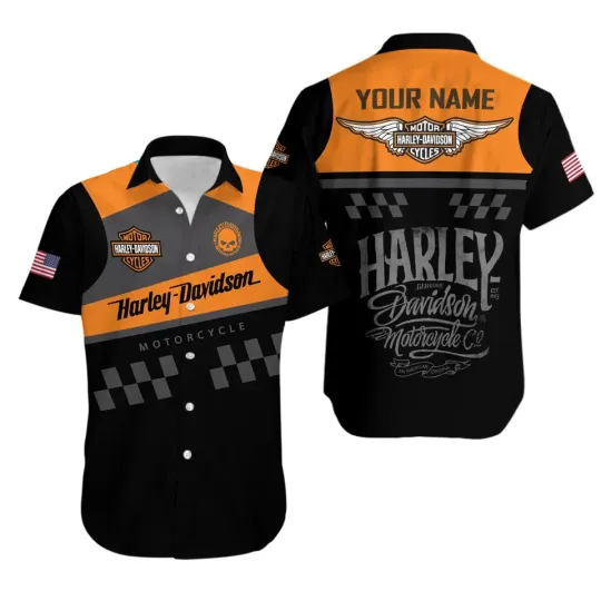 Discover Personalized Harley Motor Racing Davidson Casual Button Down Shirt Unisex Adults