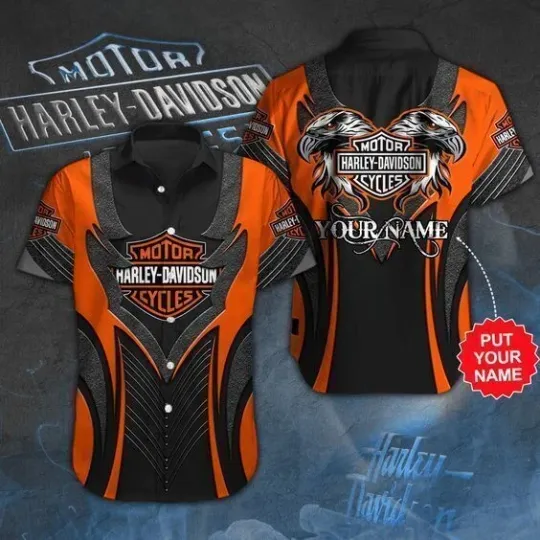 Discover Personalized Harley Motor Racing Davidson Casual Button Down Shirt Unisex Adults