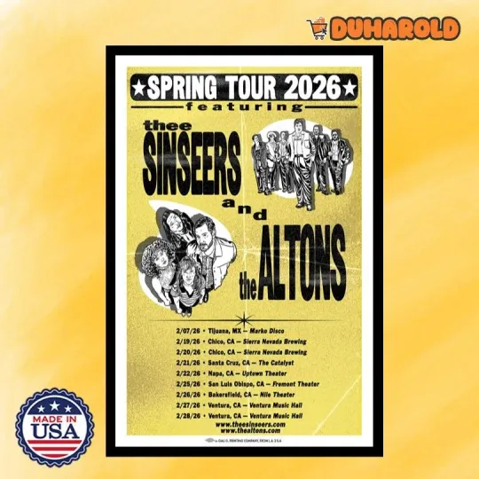 Thee Sinseers & The Altons Spring Tour 2026 Poster Home Decor, Wall Art