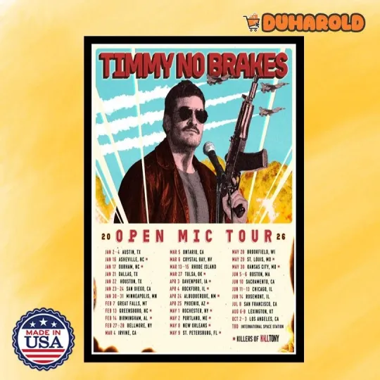Discover Timmy No Brakes Open Mic Tour 2026 Poster Home Decor, Wall Art, Fan Gift
