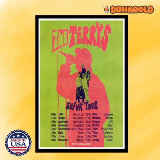 Discover NEW The Terrys EU & UK Tour 2026 Poster Home Decor, Wall Art, Fan Gift