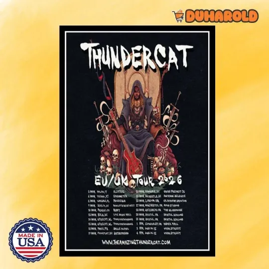 Discover NEW Thundercat EU UK Tour 2026 Poster Home Decor, Wall Art, Fan Gift