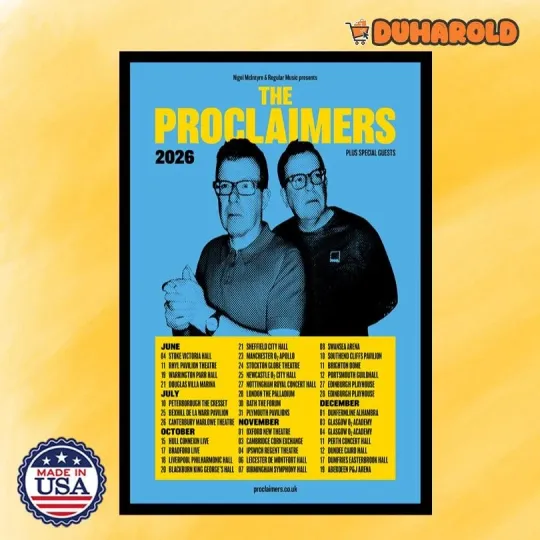 Discover NEW The Proclaimers 2026 UK Tour Poster Home Decor, Wall Art, Fan Gift