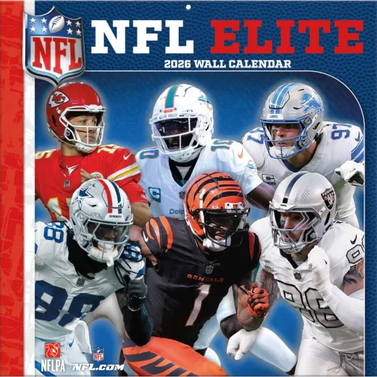Discover Turner Licensing,  football Elite 2026 Wall Calendar, 12'' X 12'', 12-Month Calendar