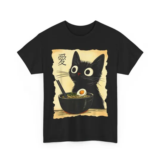 Discover Funny Cat Ramen Graphic Tee Japanese Kawaii Anime Cat T-Shirt