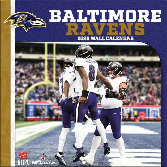 Discover Turner Licensing,  football Baltimore Ravens 2026 Mini Wall Calendar, 12'' X 12'', 12