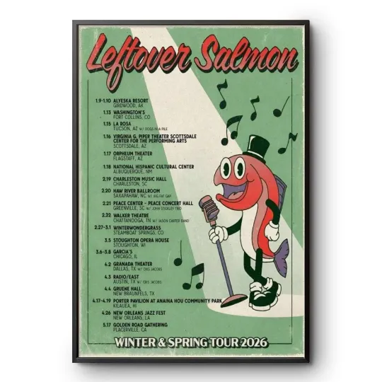 Discover Leftover Salmon Winter Spring Tour 2026 Poster Jam Ban