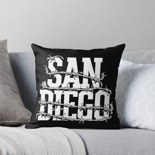 Discover San Diego Typography  Pillow