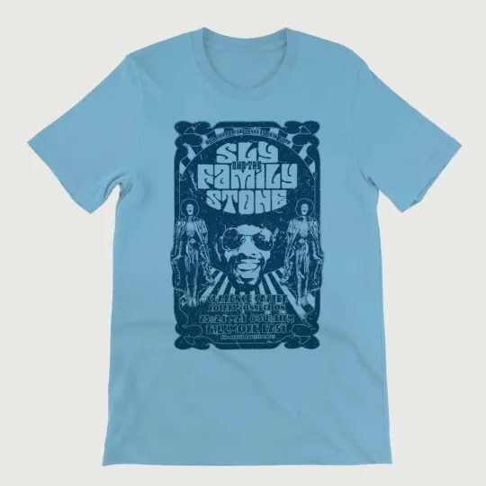 Discover Sly and the Family Stone Blue Short Sleeve T-Shirt
