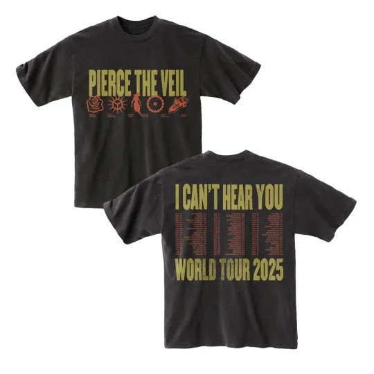 Pierce The Veil Symbols I Can't Hear You World Tour 2025 Double Sided T-Shirt
