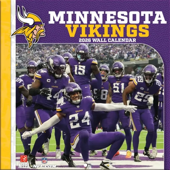 Discover Turner Licensing,  football Minnesota Vikings 2026 Mini Wall Calendar, 7'' X 7'', 12-