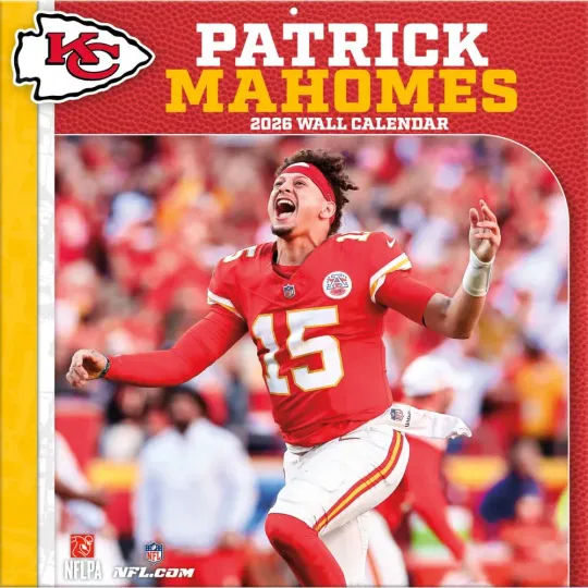 Discover Turner Licensing,  football Patrick Mahomes 2026 Wall Calendar, 12'' X 12'', 12-Month