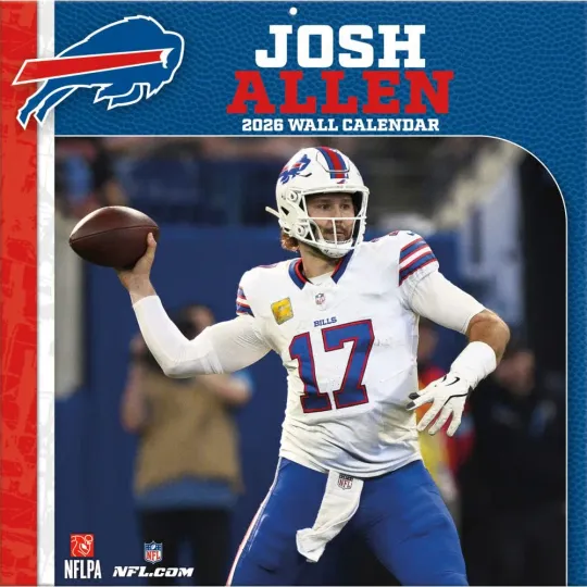 Discover Turner Licensing,  football Buffalo Bills Josh Allen 2026 Wall Calendar, 12'' X 12'',