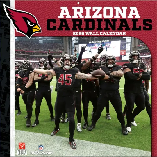 Discover Turner Licensing,  football Arizonna Cardinals 2026 Wall Calendar, 12'' X 12'', 12-Mon