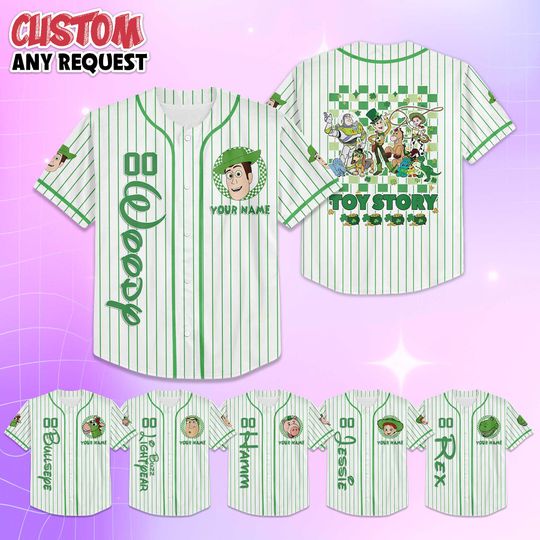 Discover Personalized Toy Story St. Patricks Day Baseball Jersey, Custom Disney Toy Story Jersey, Lucky Gift