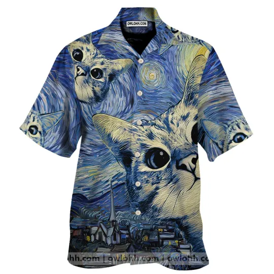 Discover Starry Cats Hawaiian Shirt For Men Women