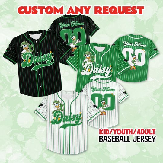 Discover Custom Daisy St. Patrick's Day Jersey, Mickey & Friends St Paddys Jersey, Clover Leaf St Patrick's Day Shamrock Disneyland Matching Family