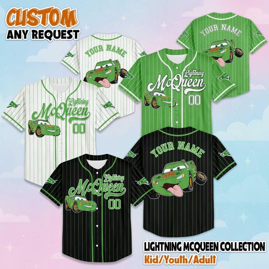 Discover Personalized Lightning McQueen St. Patricks Day Baseball Jersey, Custom Disney Cars Holiday Baseball Shirt, Lucky Gift