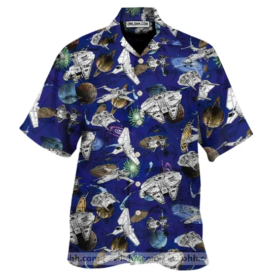 Discover Star Wars Ship Schematic Galaxy Hawaiian Shirt For Men Women
