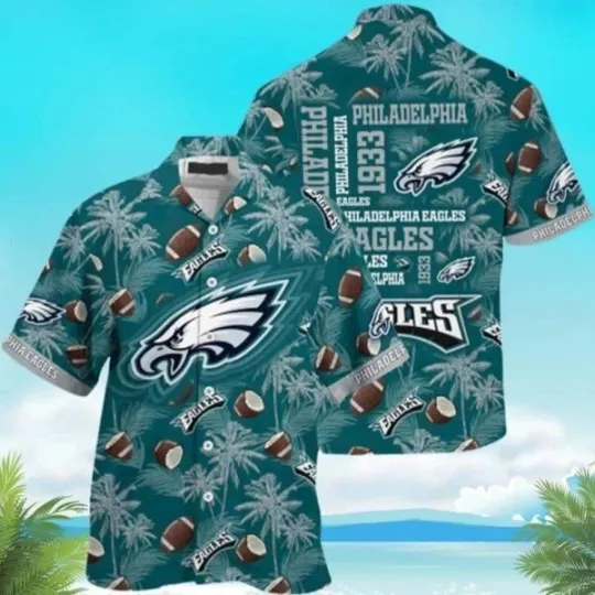 Discover Philadelphia Eagles Hawaiian Shirt Coconut Tree Pattern Best Beach