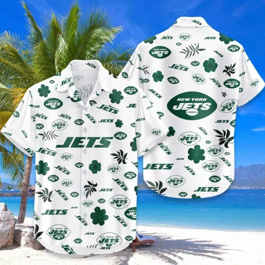 Discover New York Jets Football Team Button Down Hawaiian Shirt