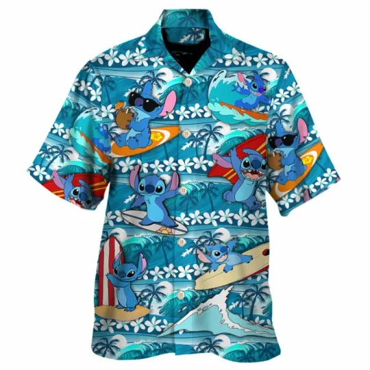 Discover Stitch Surfing Hawaiian Shirt For Men Women